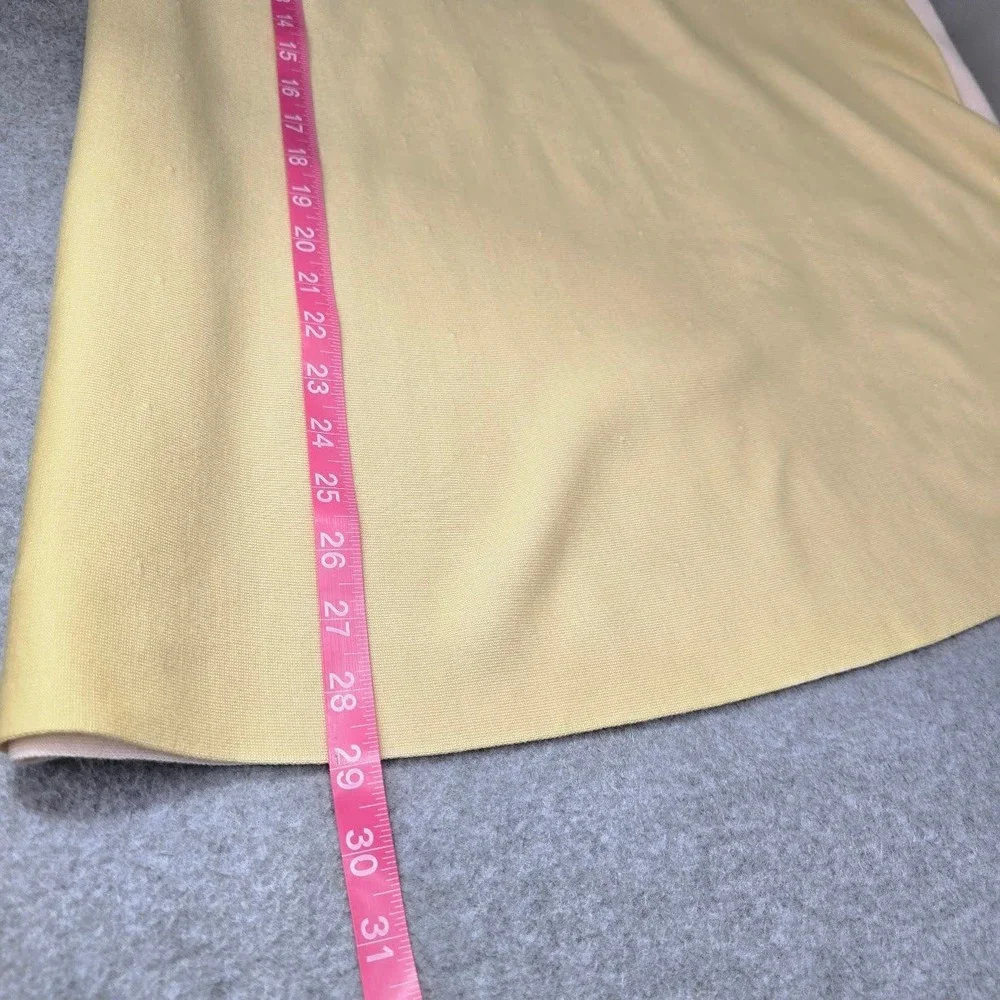 COS Knit Midi Skirt M Butter Yellow Wool Blend Elastic Waistband Textured Office